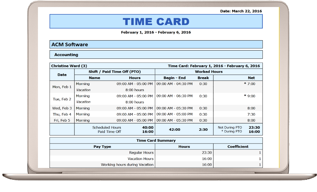 TIME CARD